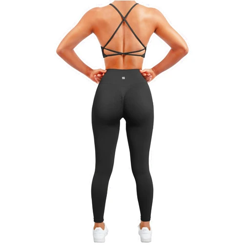 SUUKSESS Women Seamless Workout Sets Strappy Sports Bra High Waist Booty Shorts Outfits