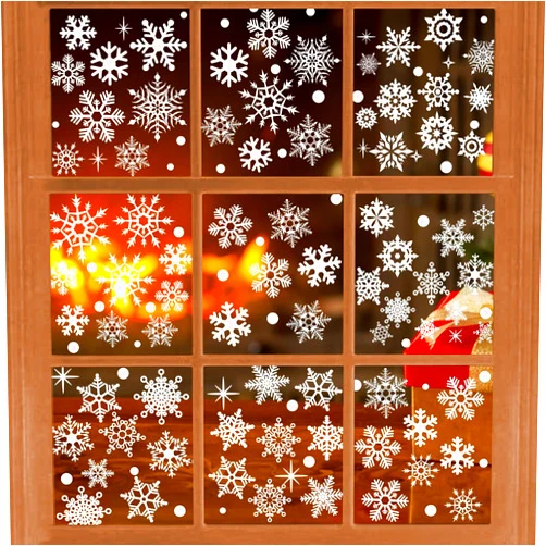 SpinLaLa 155 Pieces White Snowflake Window Clings for Glass Windows Christmas Decorations Indoor - DIY Snowflakes Vinyl Clings Window Decal Stickers Winter Wonderland Holiday Xmas Ornaments Decorations