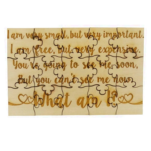FashionJunkie4Life What Am I? Baby Reveal Riddle Puzzle - 15 Piece Basswood Jigsaw Puzzle 5.75