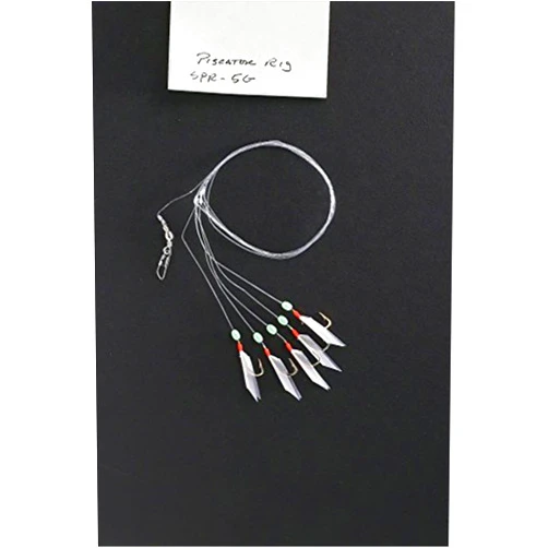 Mustad Piscator Bait Rig, Glow Beads, White/Fl. Red 8