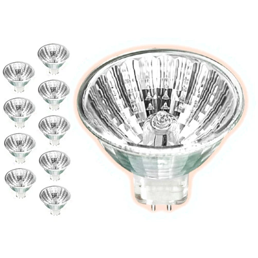 GoodBulb 50-Watt Halogen MR16 Light Bulb 50W GU5.3 Base 12V ANSI Code EXN High Output 3000K Soft White Light Color Clear Finish 3000 Life Hours Pack of 10 Bulbs