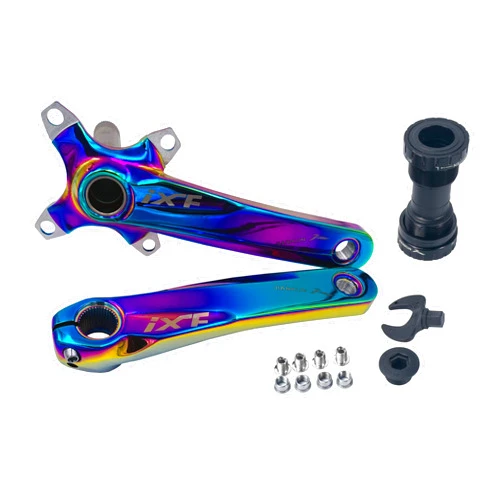 DECKAS Bike Crank Arm Set 170mm 104 BCD with Bottom Bracket Kit and Chainring Bolts for MTB BMX Road Bicycle (Colorful)