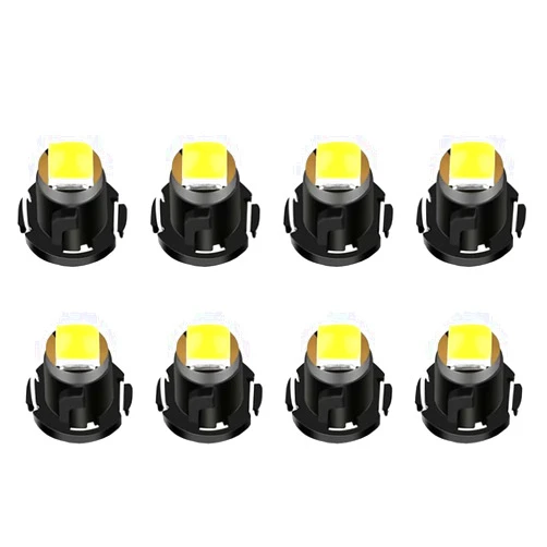 DOPHISALL AUTO 8PCS White T4.7 Neo Wedge 3030 SMD Led Light Bulbs With Lens Replacement For Car Interior Instrument Cluster Gauge Or Heater Climate Controls Radio Lamps