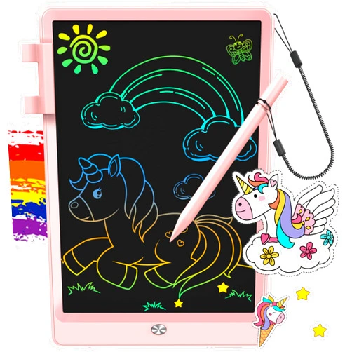 FLUESTON LCD Writing Tablet, Doodle Board Toys Gifts for 3-8 Year Old Girls Boys, 10 Inch Colorful Electronic Board Drawing Pad for Kids, Gifts for Toddler Educational Learning Travel Birthday, Pink