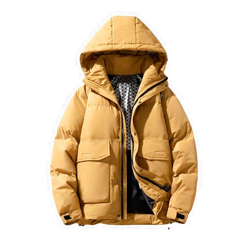 Generic Men's Winter Jacket White Duck Down Hooded Windproof Down Jacket With Large Pockets And Large Sizes Available