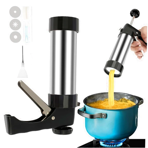 Bigjvbfv Churrera Churro Maker Machine, Homemade Churros, 3 Different Tips Piping Nozzle Piping Bag Lightweight Hollow Churro Maker Tool for Making Churro, Easy to Prepare and Fill Your Own Churros at Home