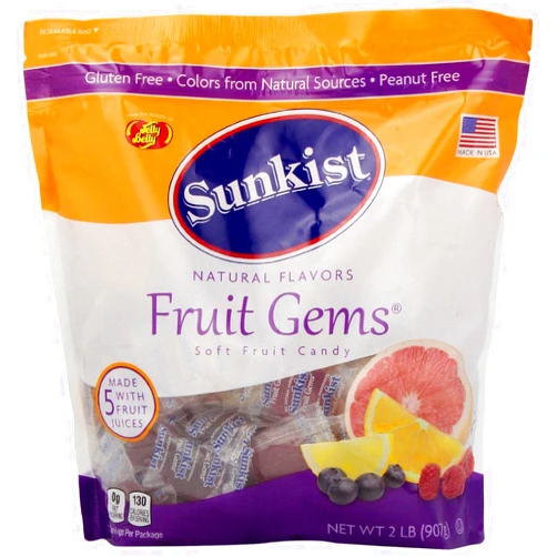 Heywood Jelly Belly, Sunkist, Fruit Gems, Soft Fruit Candies, 2lb Bag (Pack of 2)