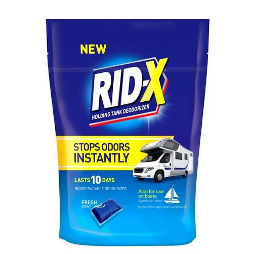 Rid-x Holding Tank Deodorizer Pacs, Septic Tank Treatment for Rv, Boats, & Portable Toilets, Fresh Scent, 8 Count