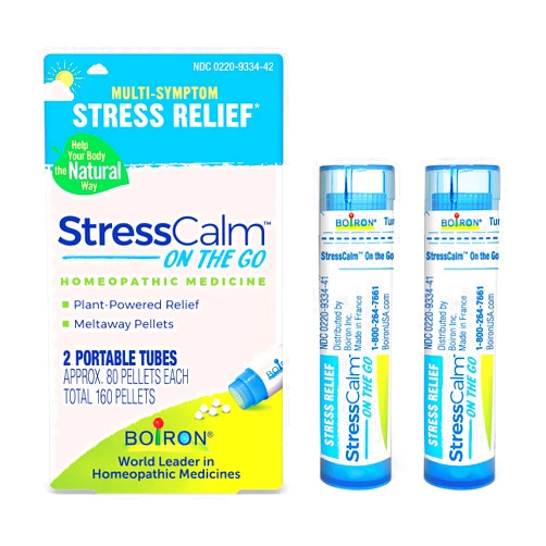 Boiron StressCalm On The Go for Relief of Stress, Anxiousness, Nervousness, Irritability, and Fatigue - 2 Count (160 Pellets)
