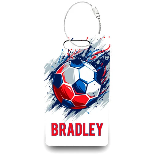 MYETCHEY Personalized Soccer Name Luggage Tags, Bag and Keychain Tags, Party Favors, End of Season Gifts, Team and Coach Gifts, Custom Print (Colorful Soccer Ball)
