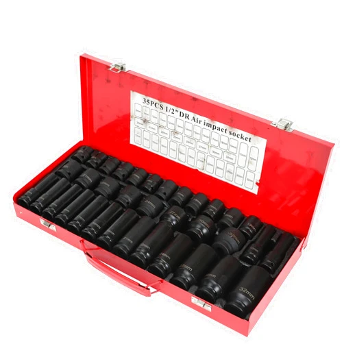Frperce 35pcs 1/2 Inch Drive Deep Impact Socket Tool Set Metric Garage Workshop Tools,Heavy Duty Impact Socket Set with Portable Case