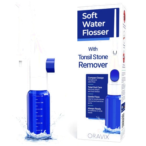ORAVIX Dental Water Flosser Tonsil Stone Remover, Oral Irrigator Water Flosser, Gentle Water Flosser for Sensitive Teeth and Gums, Kids Water Flosser, Manual Water Flosser No Electricity or Batteries