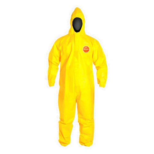 DuPont Tychem 2000 QC127S Disposable Chemical Resistant Coverall with Hood, Elastic Cuff and Serged Seams, Yellow, 4X-Large (Pack of 12)