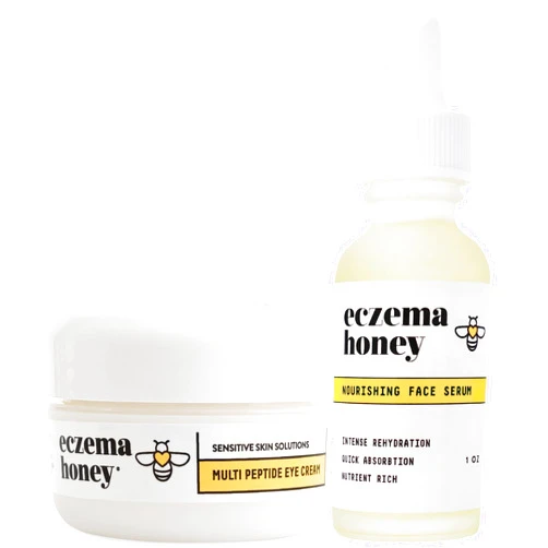 ECZEMA HONEY Multi Peptide Eye Cream & Nourishing Face Serum - Bundle for Sensitive & Dry Skin - Cruelty Free