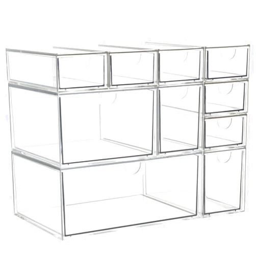ZEXALOR Acrylic Makeup Organizer, 10 Drawers Clear Storage Organizer Desktop Stackable Storage Drawers, Plastic Organizer Bins for Makeup, Stationery, Cosmetics, Vanity, Bathroom,Cabinet,Pantry Office Desk