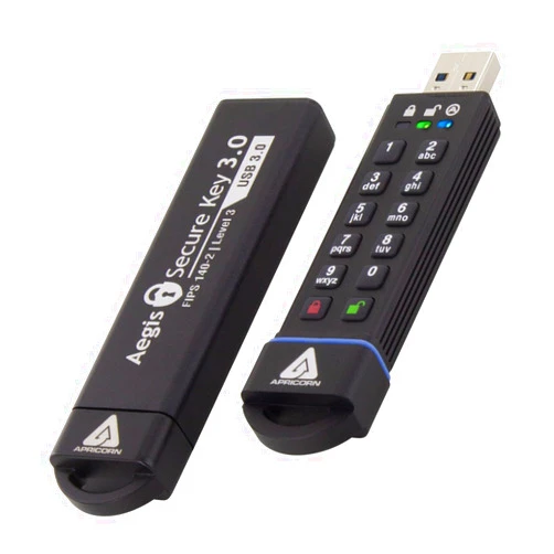 Apricorn 30GB Aegis Secure Key FIPS 140-2 Level 3 Validated 256-bit Encryption USB 3.0 Flash Drive (ASK3-30GB)