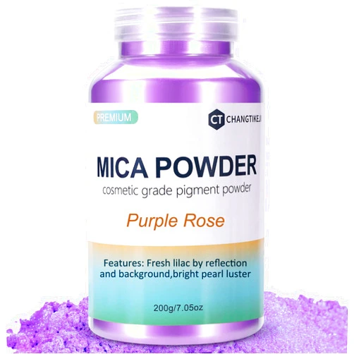 CHANGTIKEJI Mica Powder,7.05OZ（200g）,Purple Rose Mica Powder Pigment for Epoxy Resin，Lip Gloss，Car Paint，Dye，Soap Making，Nail Polish,Epoxy Resin,Candle Making,Bath Bombs