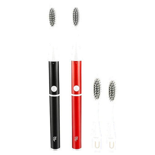 Flexforce electric toothbrush with AAA battery replaceable battery metal toothbrush handle replaceable toothbrush head, V1, 2 Count