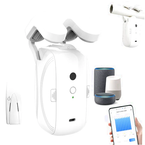 OUGETHER Smart Automatic Curtain Opener - Remote Control with App/Timer/Voice,Upgraded High-Performance Motor, Automatic Light Sensor, Add Gateways, For Google Alexa, No Remote (Only for Roman Rod)
