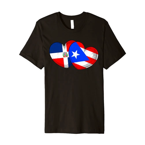 Amb Puerto Rican Dominican Flag Hispanic Heritage Dominirican Puerto Rico And Dominican Republic Flag Pride Premium T-Shirt