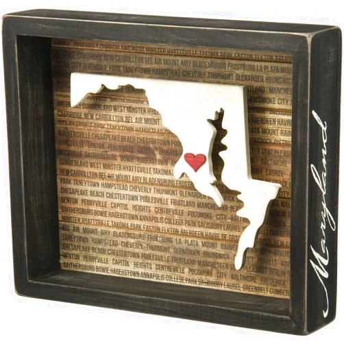 Primitives by Kathy 27806 Wanderlust Box Sign, 9 x 7.5-Inch, Maryland
