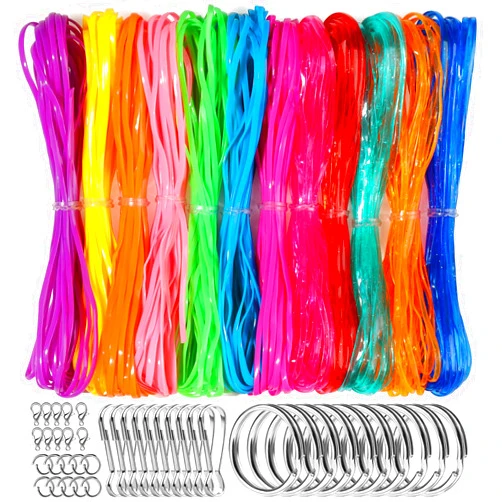 Fandamei Lanyard String Kit, 12 Colors Plastic Lacing Cord, Bright and Glitter Color, Lanyard String for Crafts, Bracelets and Jewelry Making Weaving Kit for Craft DIY