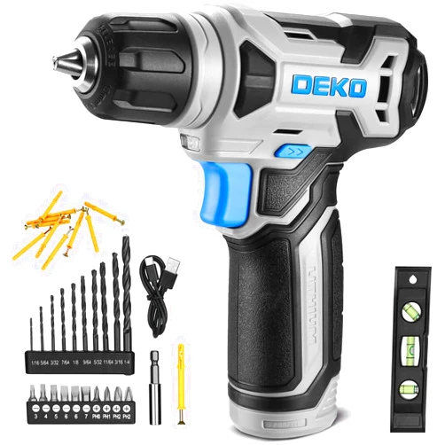 DEKOPRO 8V Cordless Drill, Drill Set with 3/8