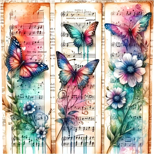 Rekxtmo DIY Butterfly Diamond Art Kits for Adults, 5D Diamond Painting for Beginners, Music Diamond Dot, Gem Painting Kit, Small Dimond Art Paintings Kit, Crafts for Adults, Home Wall Decor 14x14inch