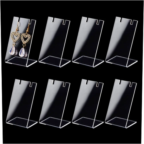 PH PandaHall 10pcs Acrylic Earring Holder Single Pair L-Shape Jewelry Displays Stand Earring Organizer for Jewelry Dangling Slant Back Display Props Show Retail Store Marketing 1.3x1.7x3 Inch