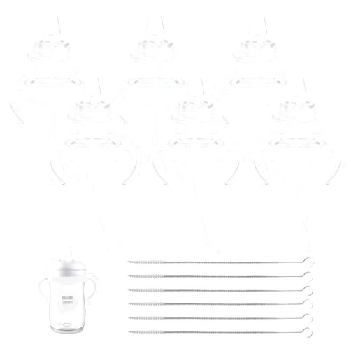 XUNICUTE Sippy Cup Soft Conversion Kit for Philips Avent Natural Baby Bottle, Toddler Transition Kit with Silicone Sippy Spout Nipple, Weighted Straw, Bottle Handle, Cleaning Brush, 6-Pack