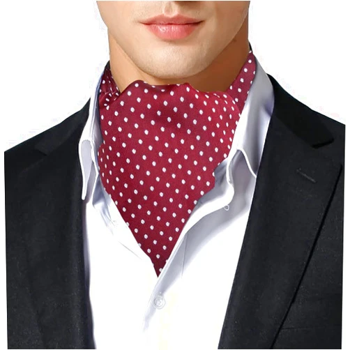 Remo Sartori Made in Italy Men's Polka Dots Pattern Self Cravat Ascot Tie, Silk
