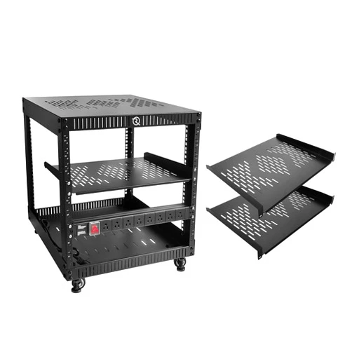 RIVECO 9U Network Rack with Top Cover 4 Post Floor Rack on Wheels for 19