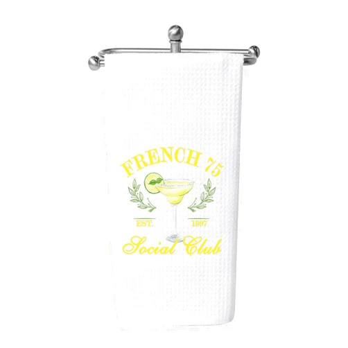 WCGXKO French 75 Cocktail Club Gift Drinking Gift French 75 Wedding Bar Kitchen Towel Tea Towel (FRENCH 1997 Towel)