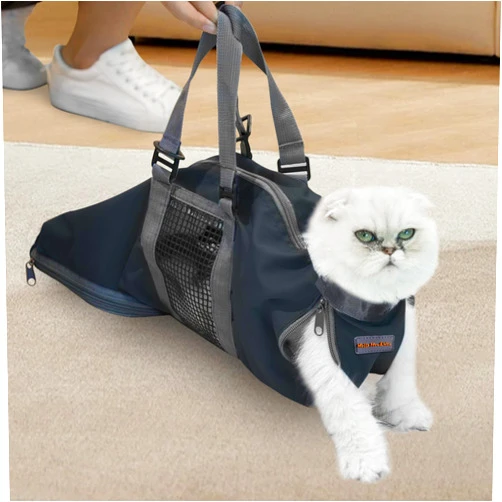 Cinf Cat Nail Clipping Cleaning Grooming Restraint Bag No Scratching Biting for Bathing Nail Trimming Injecting Examining(Black,L)
