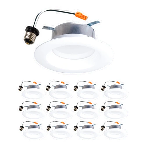HALO LTE 4 Inch Indoor/Outdoor Recessed LED Trim Can Light, 3000K - Contractor Value Pack (12-Pack) - LTE46930-12PK