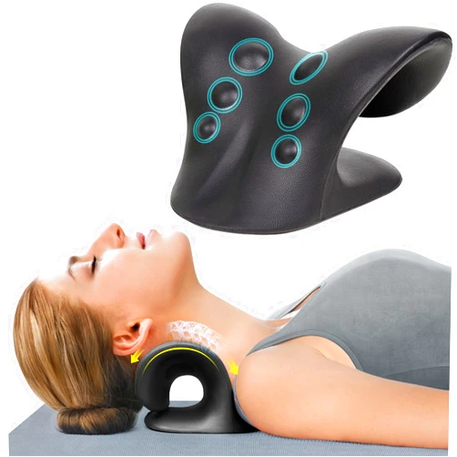 ComfortLife Neck Stretcher for Pain Relief, Neck and Shoulder Relaxer Cervical Traction Device Pillow for Muscle Relax and TMJ Pain Relief(Black)