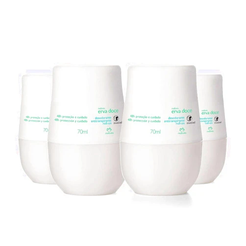 Natura - Linha Erva Doce - Kit de 4 Desodorantes Antitranspirantes Roll-on (4 x 70 Ml) - (Fennel Collection - Set of 4 Roll-on Antiperspirant Deodorants (4 x 2.37 Fl Oz))