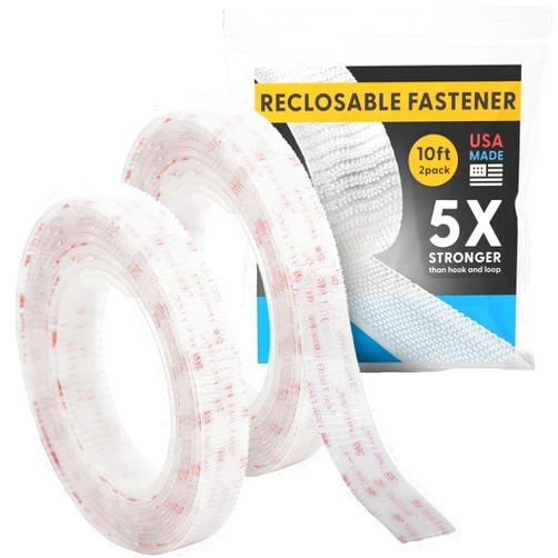 REBUILD SKILLS Industrial Strength -10FT 2Pack - Clear Indoor/Outdoor Adhesive Mounting Tape- Self Mating Reclosable Fastener Compatible with 3M SJ3550 / SJ3560 Dual Lock