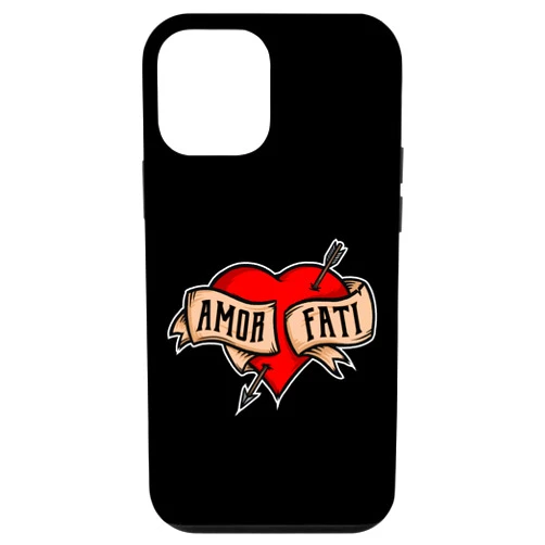 Amor Fati retro gifts for philosophers iPhone 12 mini Amor Fati - Classic Nietzsche Tattoo Heart Design Case
