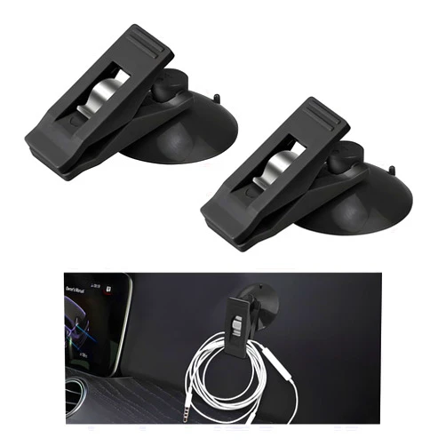 Wevdn 2 PCS Suction Cup Card Bill Clip, Sun Shade Reusable Advertising Clip with Suction Cup, Multiple Purpose Suction Cup Fixed Cloth Clip Ticket Paper Clamp for Car Office Home (Black)