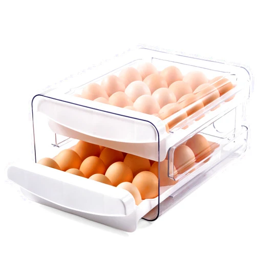 Luckore Egg Container Holders for Refrigerator 40 Eggs, 2-tier Clear Stackable Egg Holder Tray with Drawer, Egg Dispenser for Fridge, Egg Storage Container with Handles for Refrigerator, Countertop