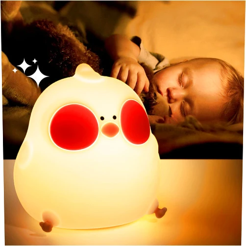 Leipple Chick Night Light for Kids with 7 Color Changing - Cute Animal Silicone Nursery Night Lamp - Touch Control USB Rechargeable Bedside Lamp for Baby Children Toddlers Breastfeeding Gift