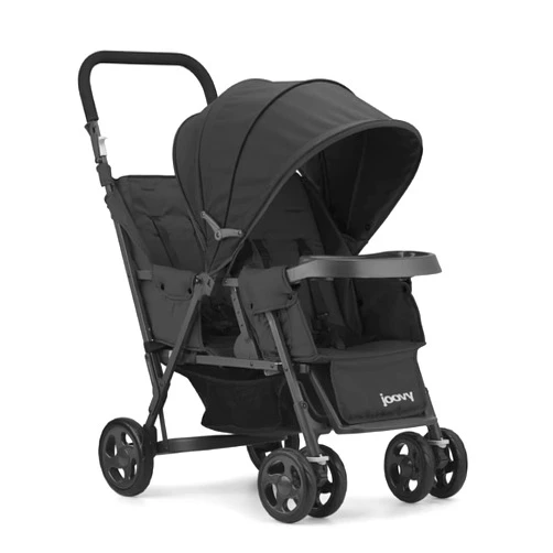 Joovy Caboose Too Sit and Stand Double Stroller Featuring Universal Car Seat Adapter, 3-Way Reclining Seats, Option to Use Rear Seat, Bench Seat, or Standing Platform (Black)