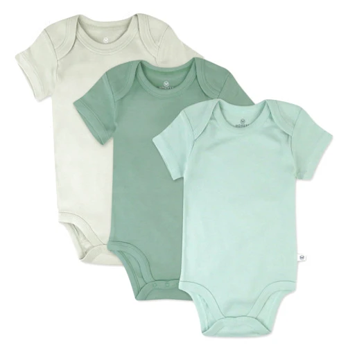 HonestBaby unisex-baby 3-pack Short Sleeve Bodysuits One-piece 100% Organic Cotton for Infant Baby Boys, Girls, Unisex