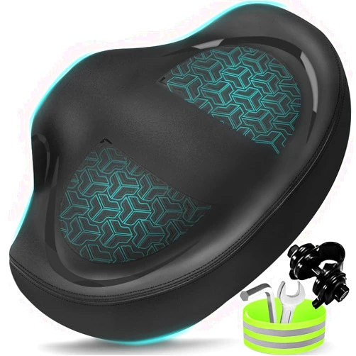 Twomaples 2024 New Noseless Bike Seat Cushion for Men Women-Extra Padding Comfort Wide Bicycle Seat, Oversized Comfortable Saddle for Peloton Bikes, Exercise Bikes, EBikes