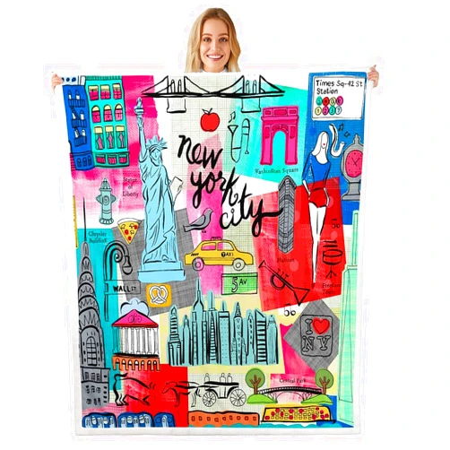 Feelyou Statue of Liberty Fleece Throw Blanket - New York Cityscape Sherpa Blanket for Bed, Sofa, Couch - Famous City Scene - Plush, Fuzzy - 40