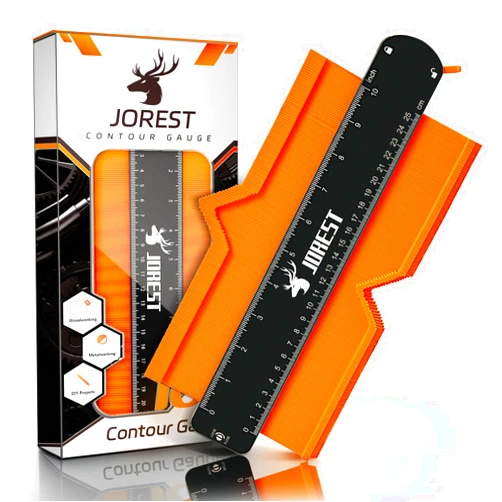 JOREST Contour Gauge with Lock (10 Inch), Gifts Ideas for Men Dad Carpenter Handyman, Profile Tool for Tile Flooring, Carpet laying, Woodworking, Measuring Angle/Shape/Outline/Edge