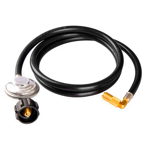 DOZYANT 6 Feet Propane Regulator and Hose with Elbow Adapter for Blackstone 17 inch and 22 inch Table Top Griddle, Replacement Parts Connect to Large 20 Propane Tank