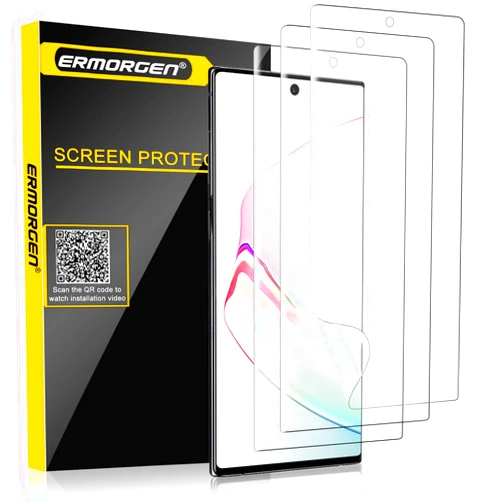 Ermorgen (3 Pack) TPU Screen Protector Compatible for Samsung Galaxy Note 10 Plus 10+ 5G (2019) High Definition Edge to Edge (Full Coverage) Anti-Scratch Bubble-Free