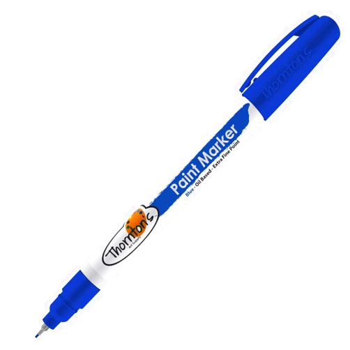 Thornton's Art Supply Vibrant Premium Oil-Based Paint Markers Pen Extra Fine Blue for Craft, Rock Painting | Safe for Kids | Write on Multi Surface Glass Metal Stone Ceramics Wood Rubber Plastic